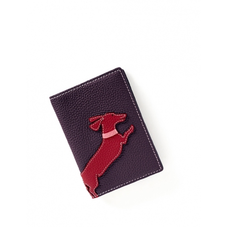 'En L'Air Voyage Téckel' Nappa Leather passport Holder Dark Purple