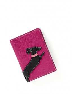 'En L'Air Voyage Téckel' Étui de Passeport Cuir Nappa Fuchsia