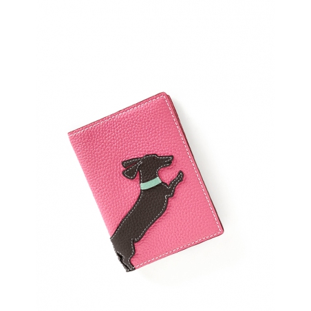 'En L'Air Voyage Téckel' Nappa Leather passport Holder Rose