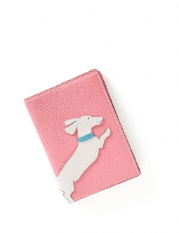 'En L'Air Voyage Téckel' Nappa Leather passport Holder Light Pink