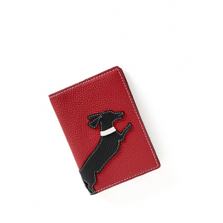 'En L'Air Voyage Téckel' Nappa Leather passport Holder Red