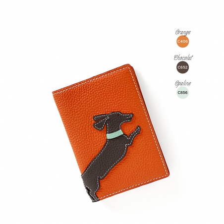 'En L'Air Voyage Téckel' Nappa Leather passport Holder Orange