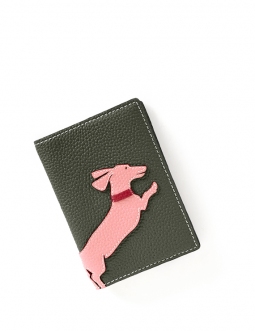 'En L'Air Voyage Téckel' Nappa Leather passport Holder Taiga