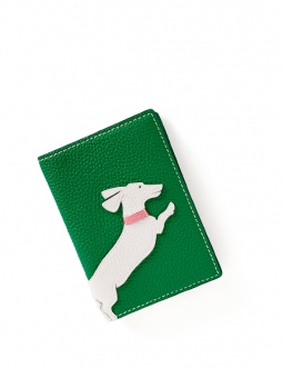 'En L'Air Voyage Téckel' Nappa Leather passport Holder Green