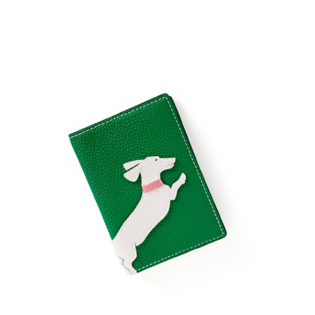 'En L'Air Voyage Téckel' Nappa Leather passport Holder Green