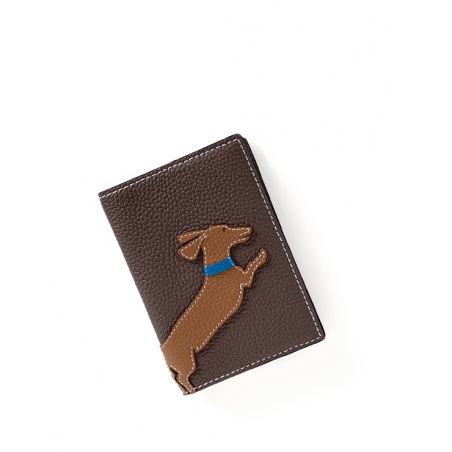'En L'Air Voyage Téckel' Nappa Leather passport Holder Chocolate