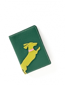 'En L'Air Voyage Téckel' Nappa Leather passport Holder Paille