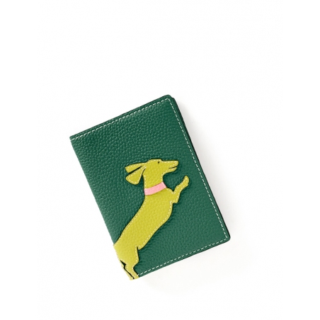 'En L'Air Voyage Téckel' Nappa Leather passport Holder Paille