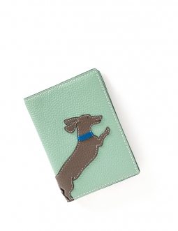 'En L'Air Voyage Téckel' Nappa Leather passport Holder Opaline