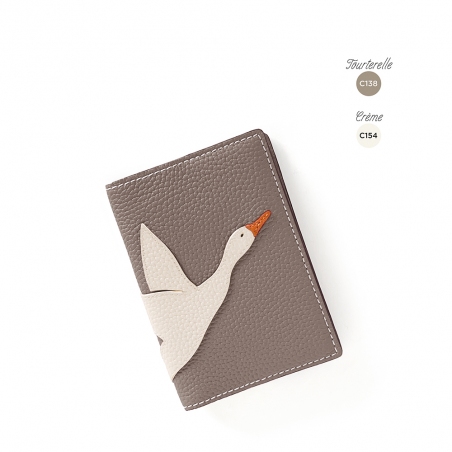 'En L'Air Voyage Oie' Nappa Leather passport Holder Warm Grey
