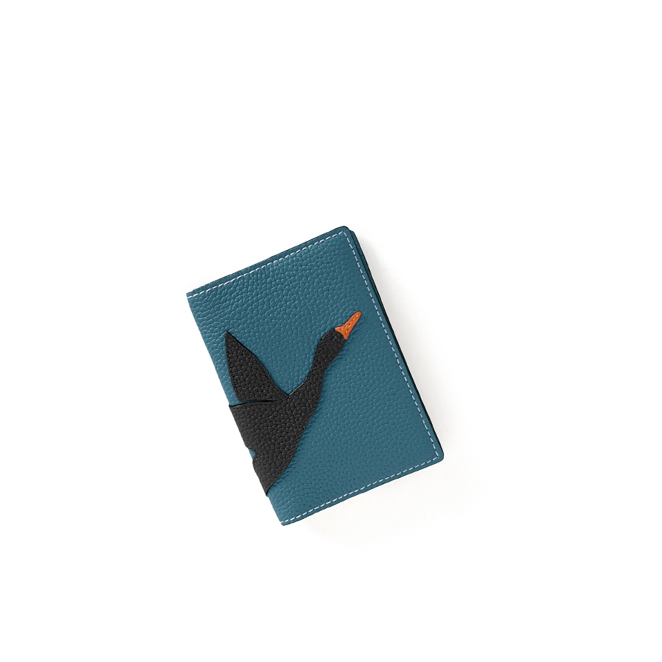 'En L'Air Voyage Oie' Nappa Leather passport Holder Indigo