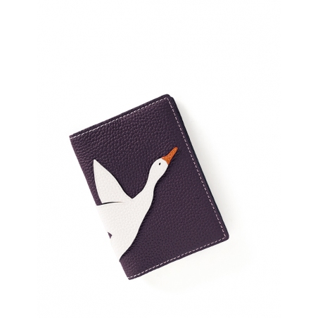 'En L'Air Voyage Oie' Nappa Leather passport Holder Dark Purple