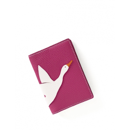 'En L'Air Voyage Oie' Étui de Passeport Cuir Nappa Fuchsia