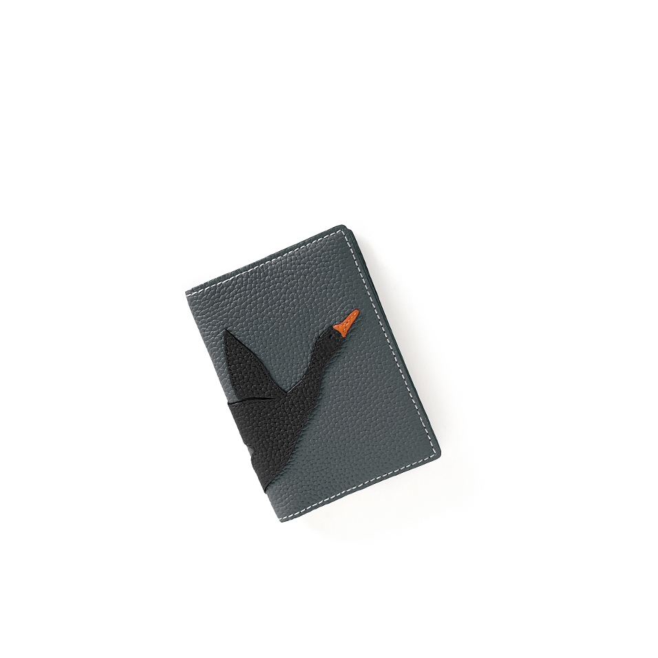 'En L'Air Voyage Oie' Nappa Leather passport Holder Ardoise