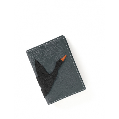 'En L'Air Voyage Oie' Nappa Leather passport Holder Ardoise