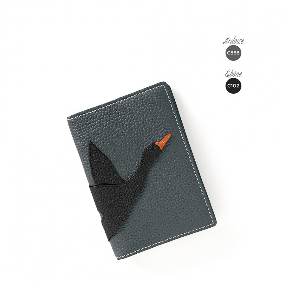 'En L'Air Voyage Oie' Nappa Leather passport Holder Ardoise
