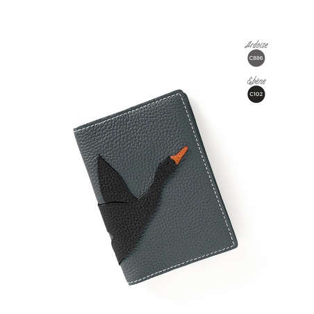 'En L'Air Voyage Oie' Nappa Leather passport Holder Ardoise