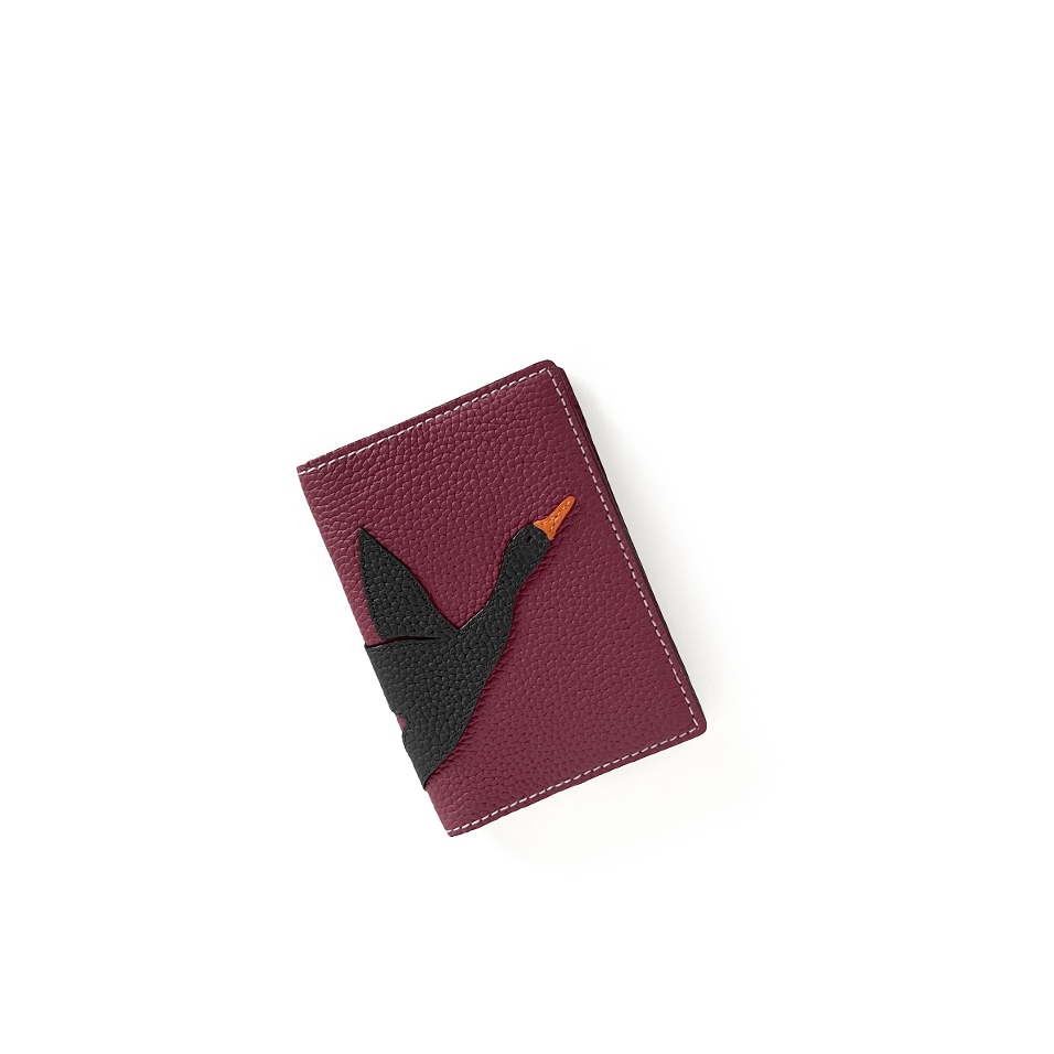 'En L'Air Voyage Oie' Étui de Passeport Cuir Nappa Bordeaux