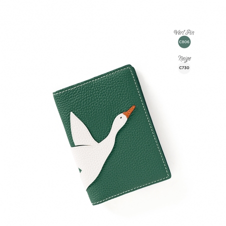 'En L'Air Voyage Oie' Nappa Leather passport Holder Vert Pin