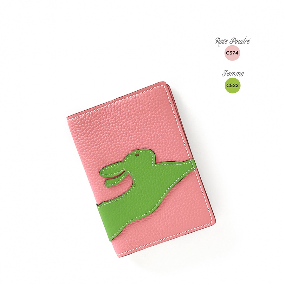 'En L'Air Voyage Lièvre' Nappa Leather Passport Holder Light Pink