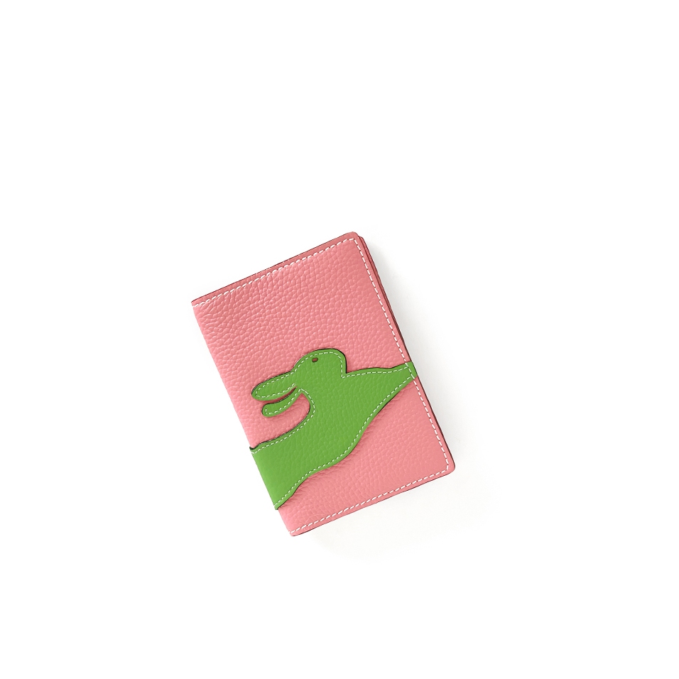 'En L'Air Voyage Lièvre' Étui de Passeport Cuir Nappa Rose Poudré