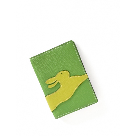 'En L'Air Voyage Lièvre' Nappa Leather Passport Holder Apple Green