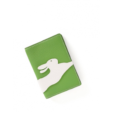 'En L'Air Voyage Lièvre' Nappa Leather Passport Holder Apple Green