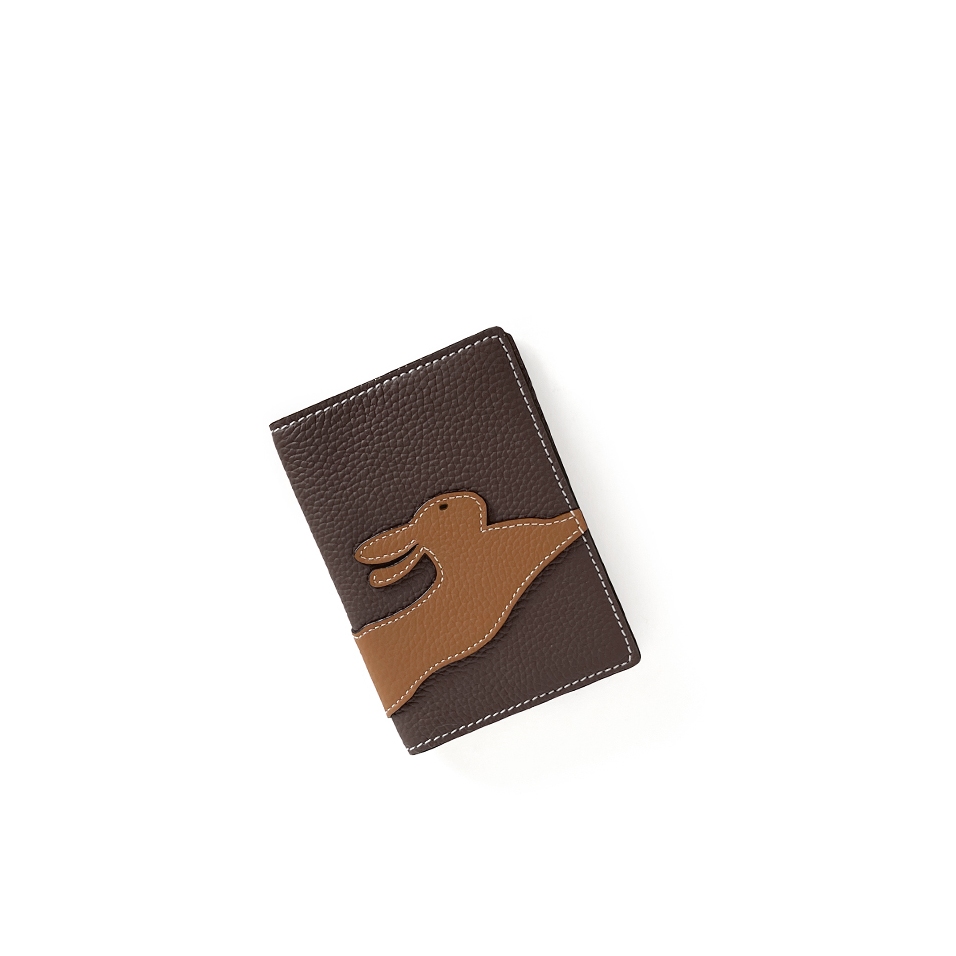 'En L'Air Voyage Lièvre' Étui de Passeport Cuir Nappa Chocolat