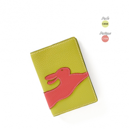 'En L'Air Voyage Lièvre' Nappa Leather Passport Holder Paille