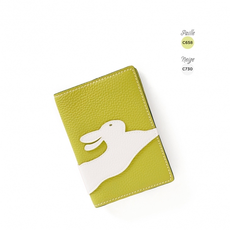 'En L'Air Voyage Lièvre' Nappa Leather Passport Holder Paille
