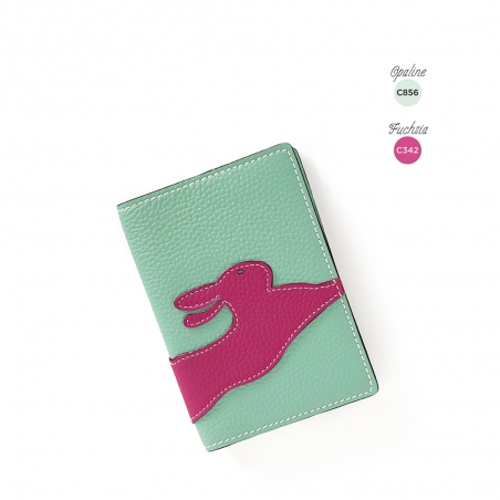 'En L'Air Voyage Lièvre' Nappa Leather Passport Holder Opaline