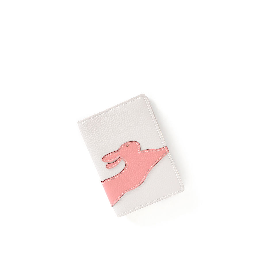 'En L'Air Voyage Lièvre' Nappa Leather Passport Holder Snow White