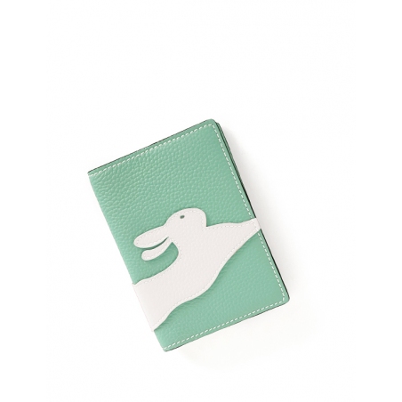 'En L'Air Voyage Lièvre' Nappa Leather Passport Holder Opaline