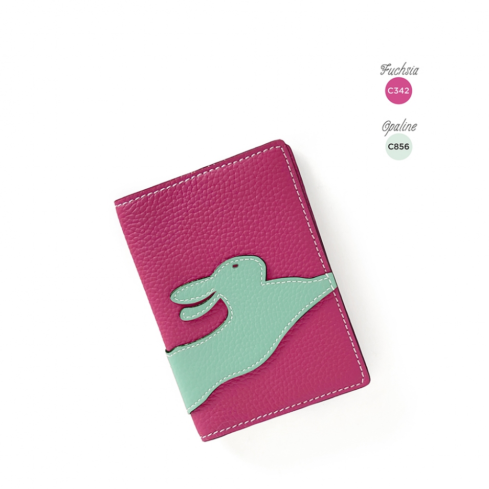'En L'Air Voyage Lièvre' Étui de Passeport Cuir Nappa Fuchsia