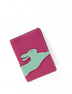 'En L'Air Voyage Lièvre' Étui de Passeport Cuir Nappa Fuchsia
