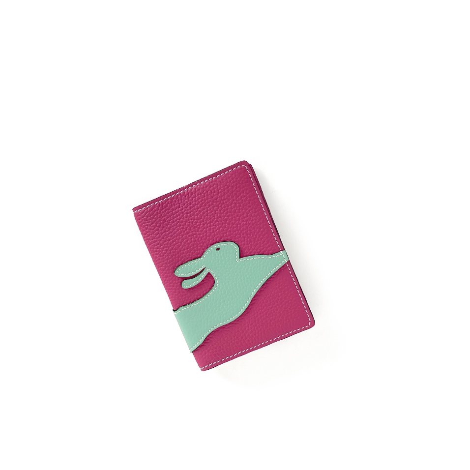 'En L'Air Voyage Lièvre' Étui de Passeport Cuir Nappa Fuchsia