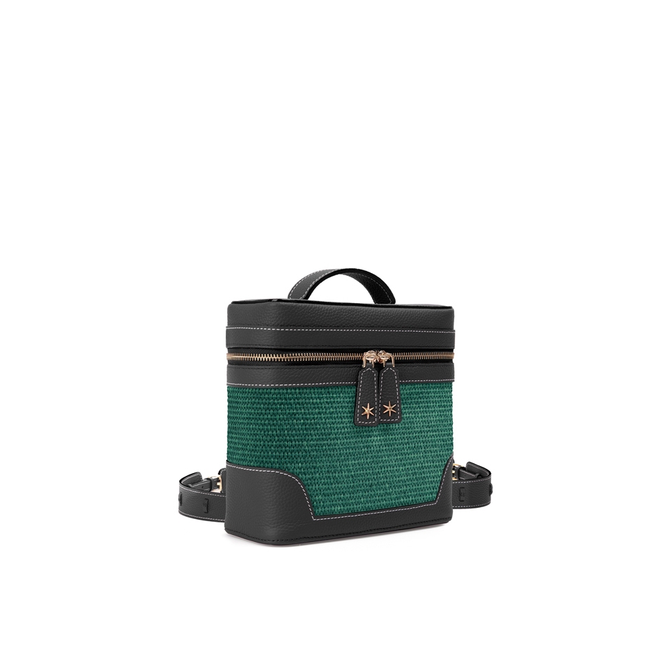 'Écrins Nacelle' Sac à dos Cuir Nappa Ébène & Fougère