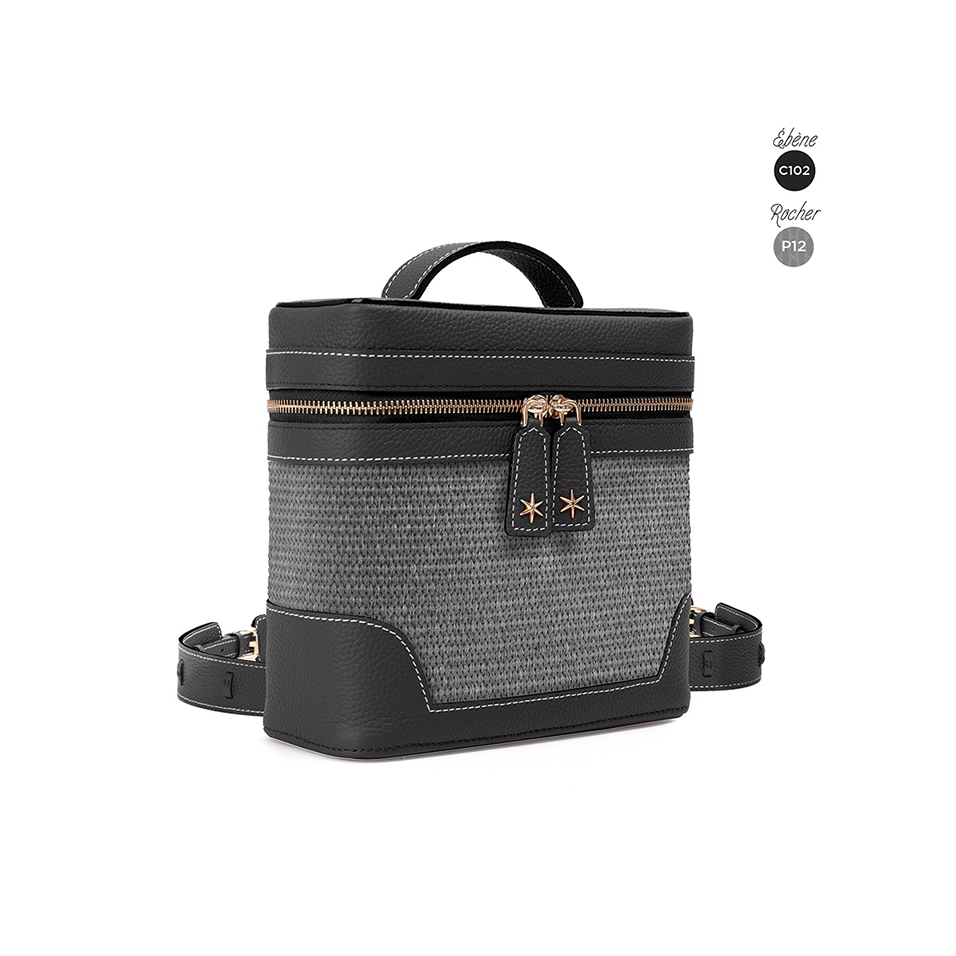 'Écrins Nacelle' Sac à dos Cuir Nappa Ébène & Rocher