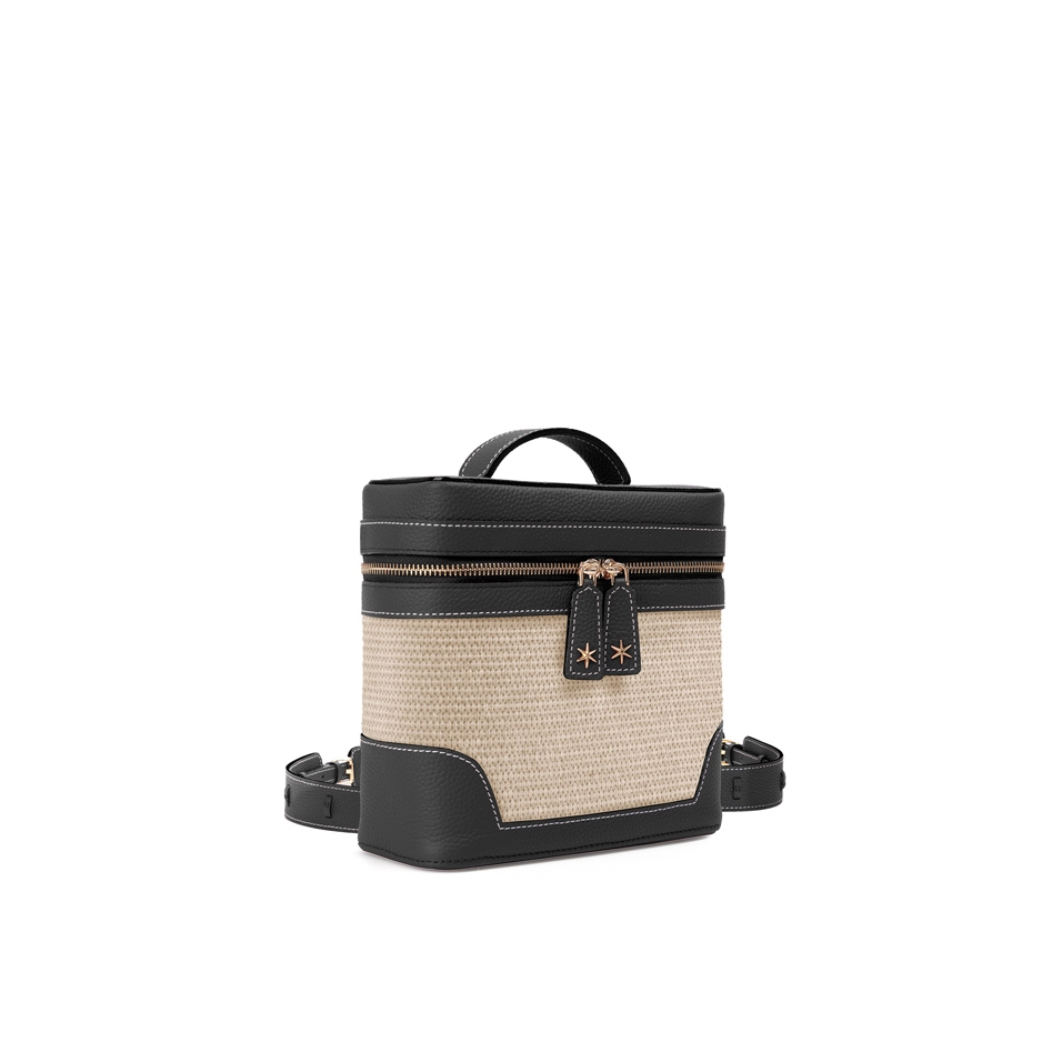 'Écrins Nacelle' Sac à dos Cuir Nappa Ébène & Crème