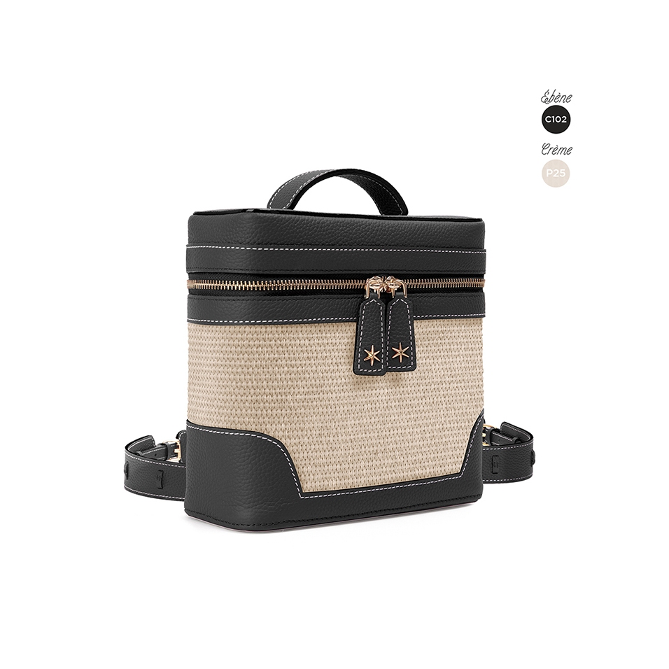 'Écrins Nacelle' Sac à dos Cuir Nappa Ébène & Crème