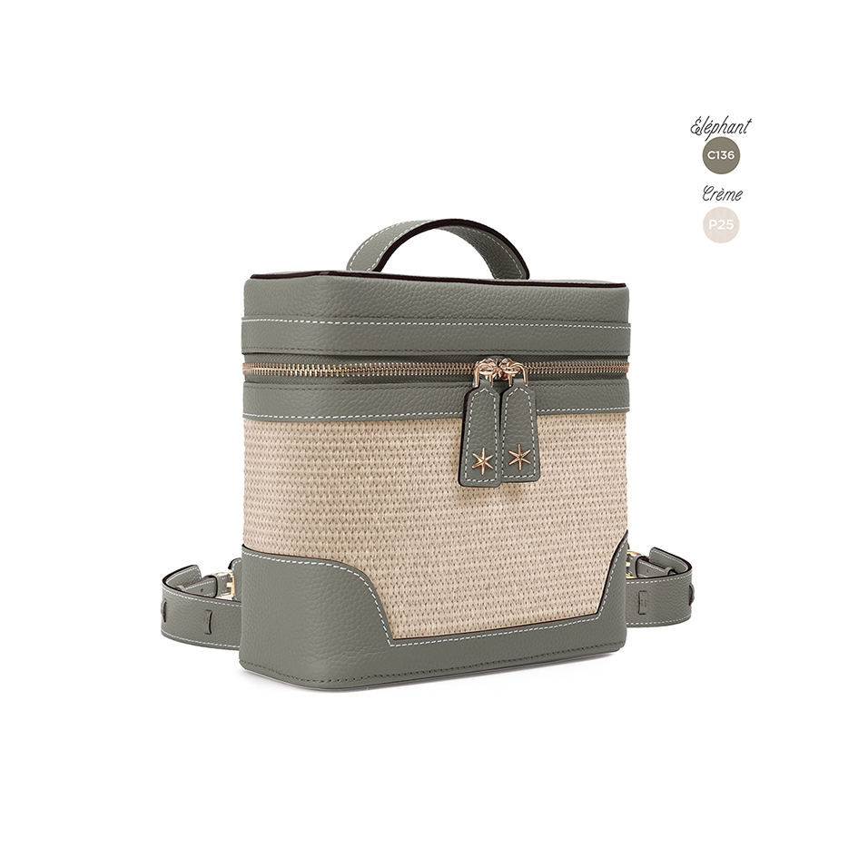 'Écrins Nacelle' Nappa Leather backpack Elephant Grey & Crème
