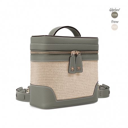 'Écrins Nacelle' Nappa Leather backpack Elephant Grey & Crème