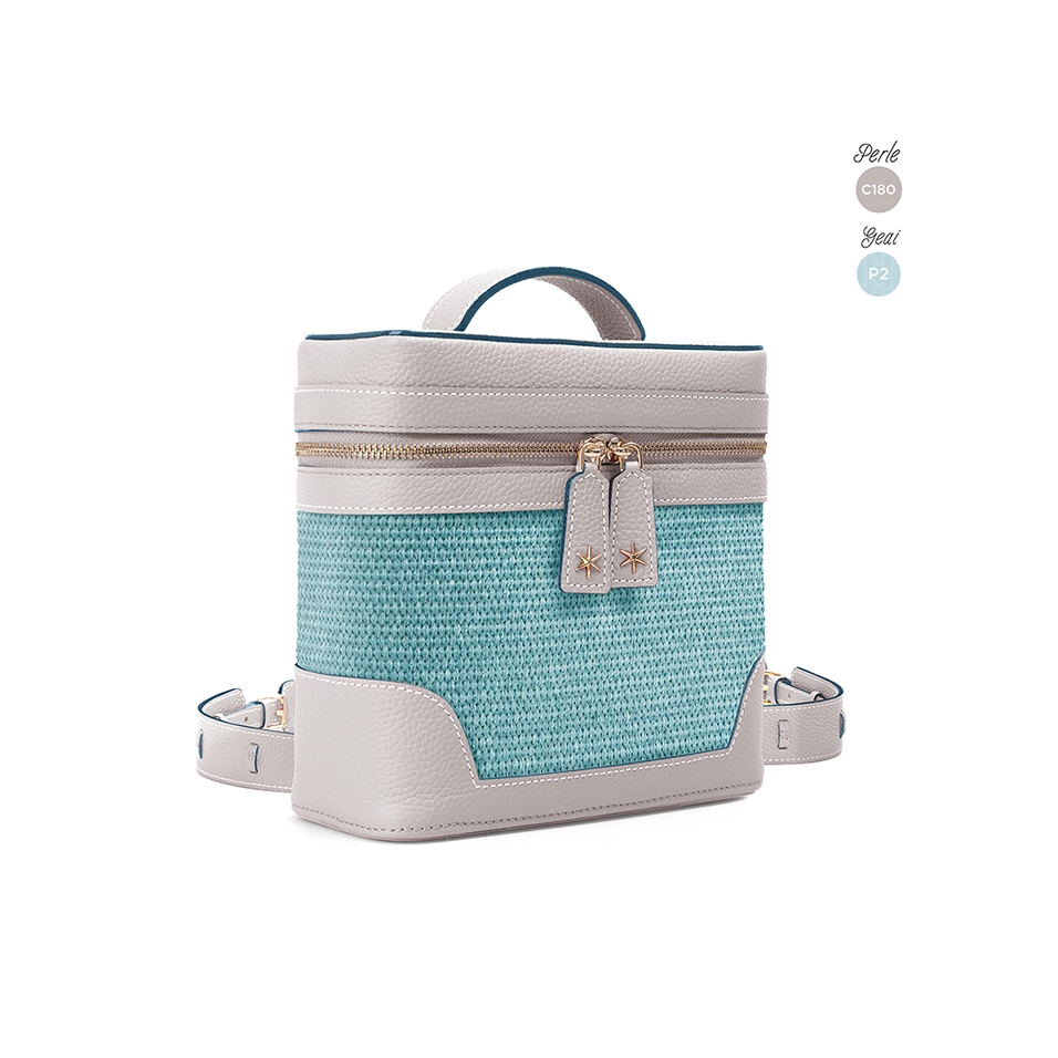 'Écrins Nacelle' Nappa Leather backpack Elephant Pearl Grey & Geai