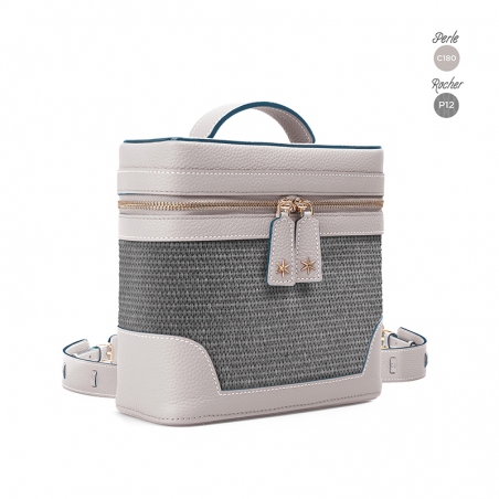 'Écrins Nacelle' Nappa Leather backpack Elephant Pearl Grey & Rocher