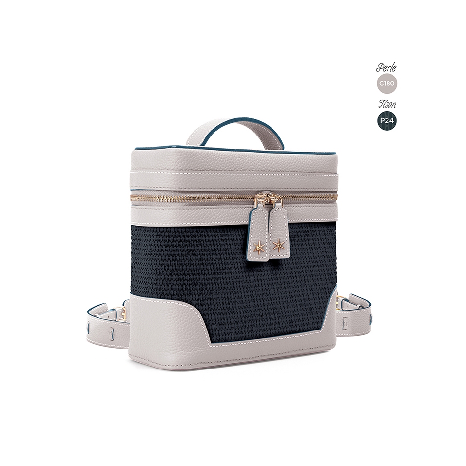 'Écrins Nacelle' Sac à dos Cuir Nappa Perle & Tison