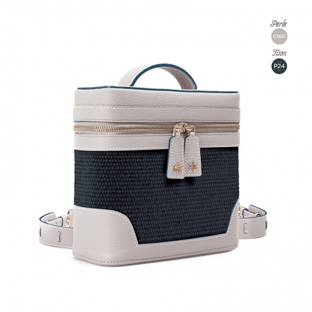 'Écrins Nacelle' Nappa Leather backpack Elephant Pearl Grey & Tison