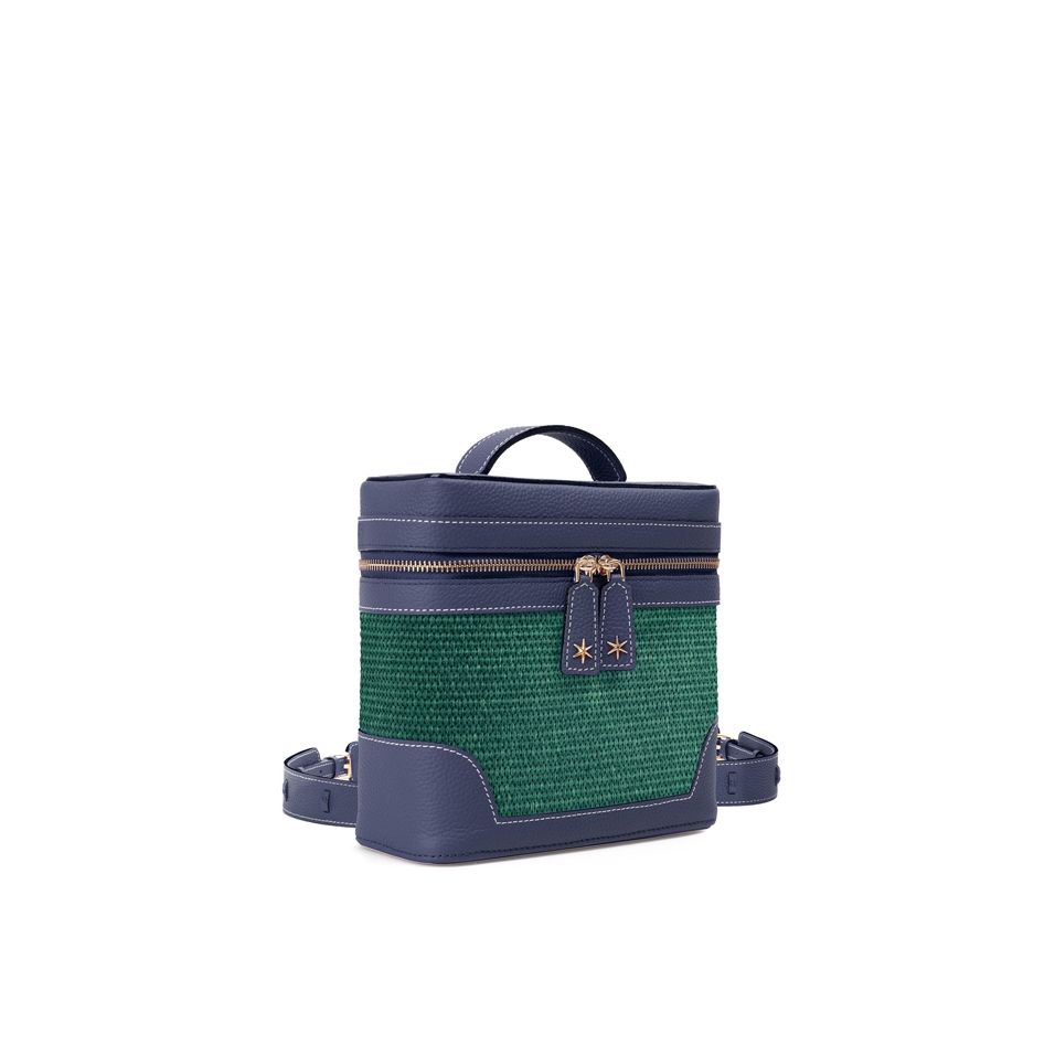'Écrins Nacelle' Sac à dos Cuir Nappa Marine & Fougère