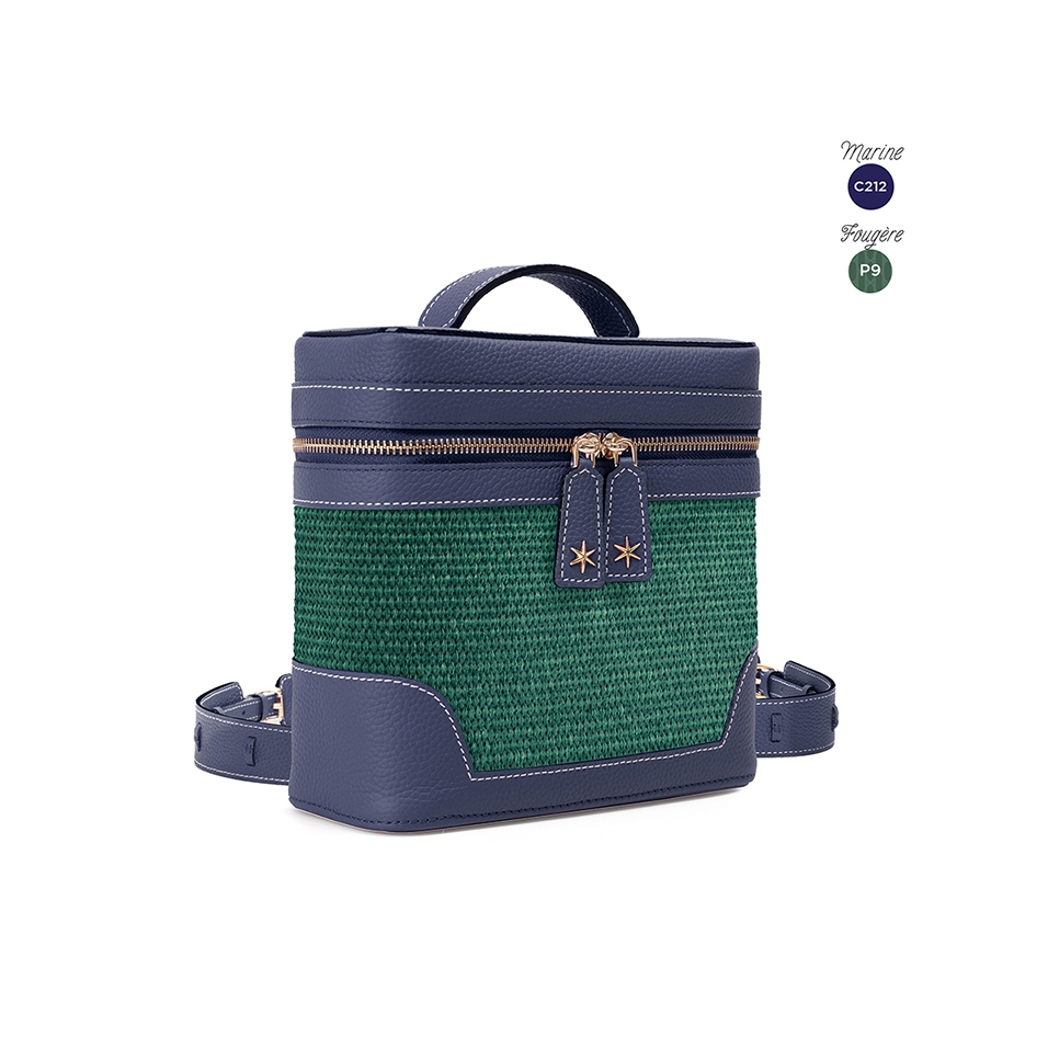 'Écrins Nacelle' Sac à dos Cuir Nappa Marine & Fougère