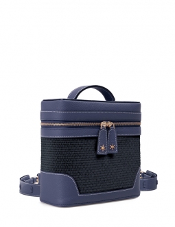 'Écrins Nacelle' Nappa Leather backpack Navy Blue & Tison