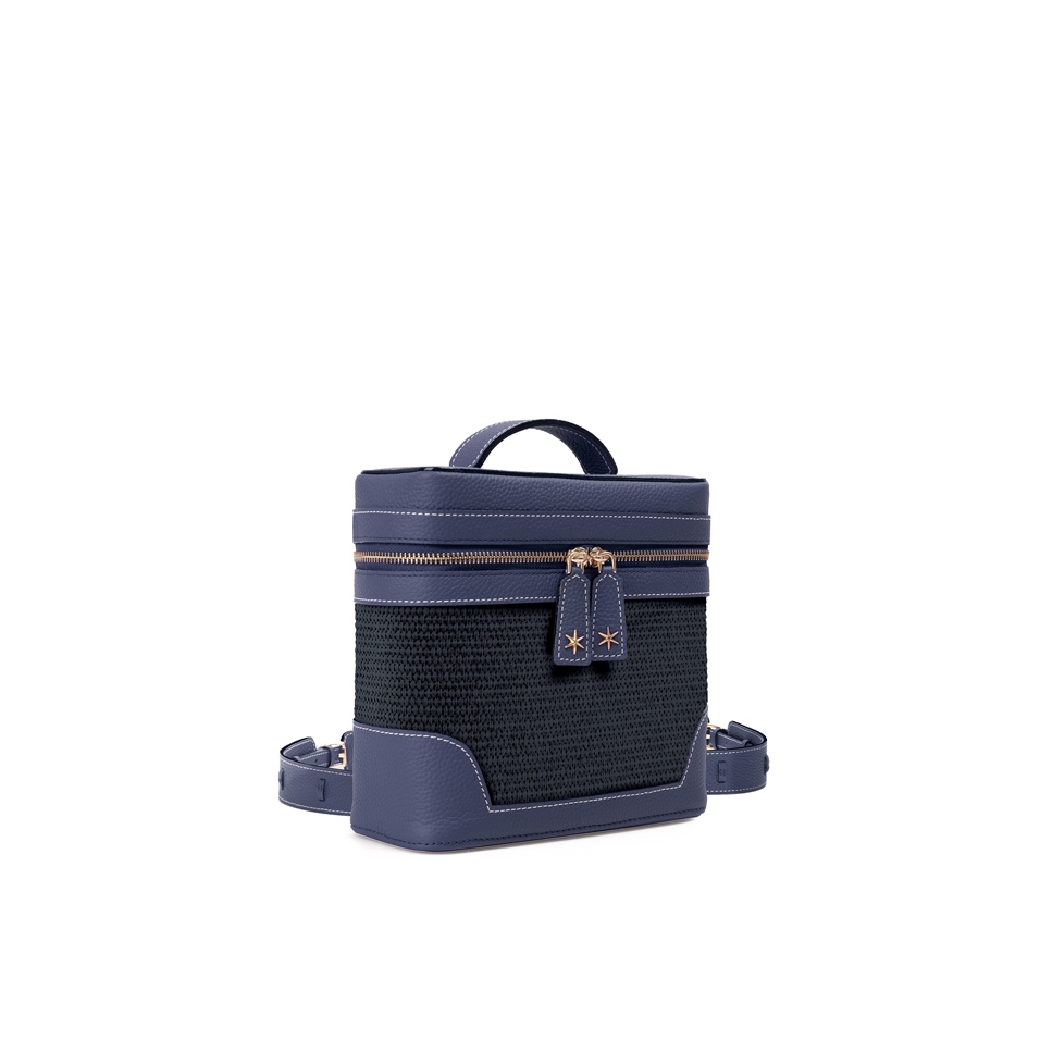 'Écrins Nacelle' Nappa Leather backpack Navy Blue & Tison